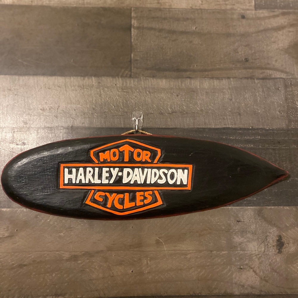 Hand carved and painted Harley-Davidson sign